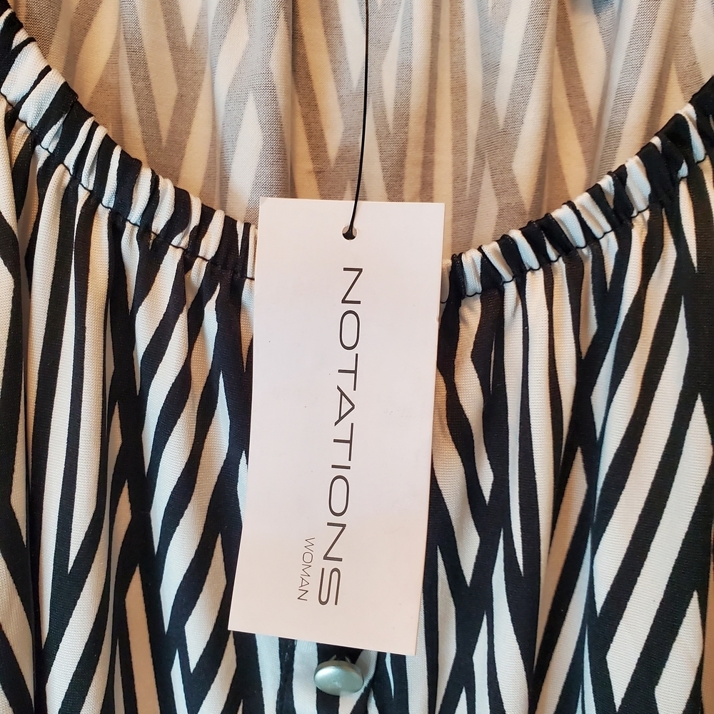 NEW Notations Black and White Patterned Blouse Size 1X - Picture 5 of 5